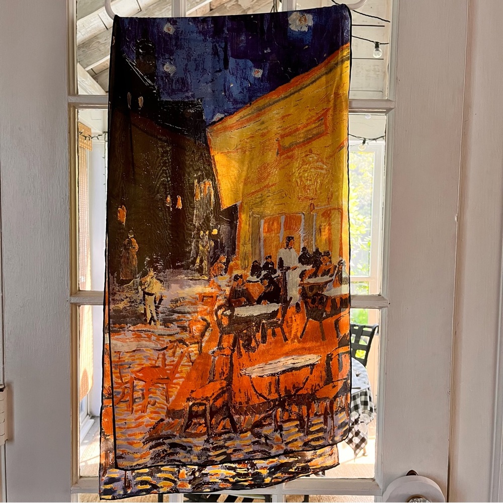 Estate Art-to-Wear Vincent Van Gogh Cafe Terrace at Night Scarf Wrap